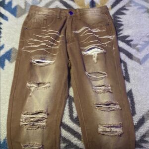 Distressed Brown Jeans